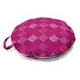 thumbnail image 1 of Geometric Round Floor Cushion with Handle, Pink Tones Design Diagonal Squares in Symmetric Warm Colored Repetition, Pillow for Living Room & Dorms, 18" Round, Magenta Pale Pink, by Ambesonne, 1 of 4