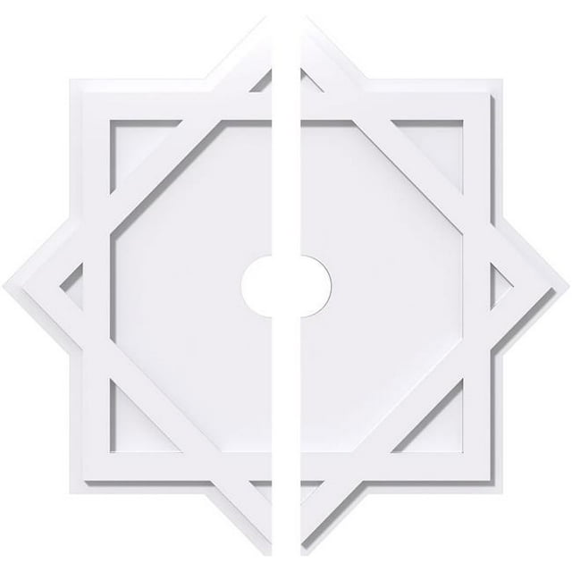 Ekena Millwork CMP28AL2-03000 28 Pouces OD x 3 Pouces ID Carré Axel Architectural Grade Médaillon de Plafond Contemporain PVC - 2 Pièces