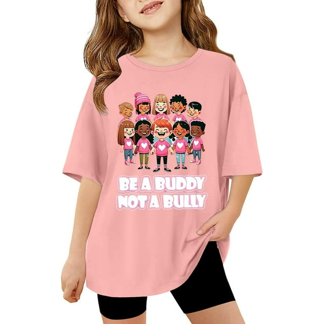 T-shirts à Col Rond pour Adolescentes, Imprimé Dessin Animé, Manches Courtes, Haut pour Filles, Tenues d'Été pour Filles, 140 Vêtements pour Filles, Vêtements pour Filles