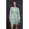 thumbnail image 4 of Bimba Robe Midi à Manches Longues Imprimé Floral Feuilles Vertes & Oiseau Flowerpecker pour Femmes-Moyen, 4 of 7