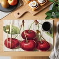 thumbnail image 2 of Vintage Red Cherry Placemats Set of 4 Retro Summer Botanical Place Mats Indoor Wipeable Table Mats Washable Cloth Dining Table Placemats for Kitchen Holiday Party Home Decor 13x19 Inch, 2 of 9