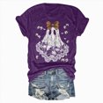 thumbnail image 6 of TOWED22 Halloween Shirts Woman Ghost Graphic Crewneck Short Sleeve Tee Shirt Short Sleeve Funny Tops Tshirts(Purple,XXL), 6 of 6