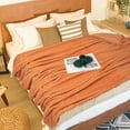 thumbnail image 6 of DISSA Flannel Fleece Blankets with Pompom Fringe Lightweight Soft Throw Blanket Fit Sofa Bed(Orange,51x63"), 6 of 9