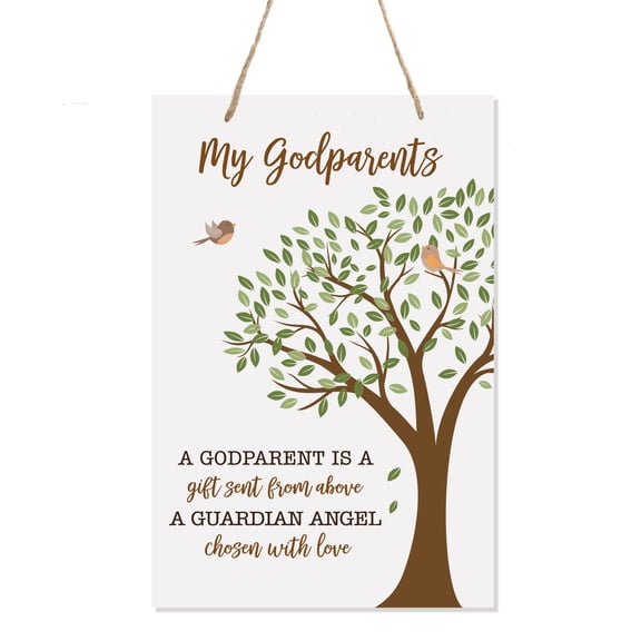 LifeSong Milestones Modern Inspirational Wall Decoration Hanging Rope Sign for Godparents 8x12in - Is A Gift