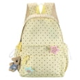 thumbnail image 2 of Girl Backpack Polka Dot Star Backpack Large Capacity Student School Daypack with Charm Yellow One Size, 2 of 4