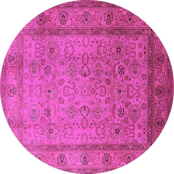 Ahgly Company Indoor Round Oriental Pink Traditional Area Rugs, 8' Round