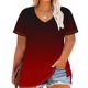 thumbnail image 4 of Camiseta de Base de Impresión de Manga Corta con Cuello en V para las Mujeres, Más Tamaño Estante de Imitación Casual Superior, 4 of 9