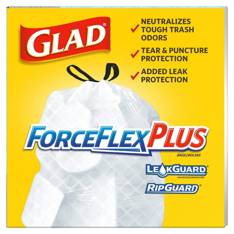Glad Forceflexplus Tall Kitchen Drawstring Trash Bags - 13 Gallon White Trash  Bag - Odorshield - 100ct : Target