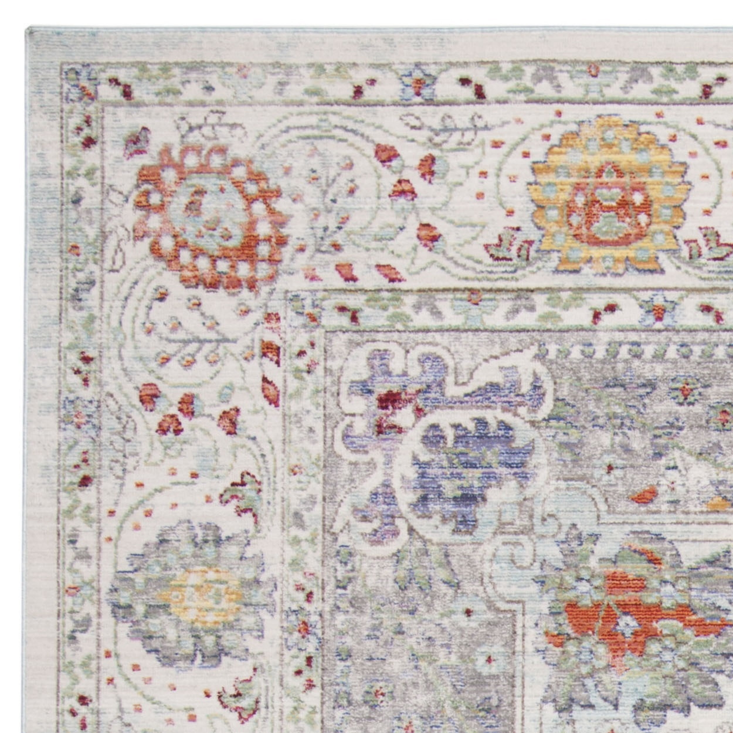 SAFAVIEH Valencia Joyce Bordered Oriental Polyester Area Rug, Blue/Multi, 8' x 10'