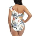 thumbnail image 5 of Sikiie Lilies Flowers Print Women One Piece Swimsuits Tummy Control One Shoulder Bathing Suits Ruffle Swimwear, From S to XXL-XX-Large, 5 of 6