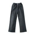 thumbnail image 2 of GiLiling Cargo Pocket Baggy Jeans for Boys and Girls, Wide Leg Vintage Wash Denim Pants, Elastic High Waist Y2K Street Style (Black, 15-16 Years), 2 of 4