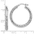 thumbnail image 4 of Diamond2Deal 10k 3x20 White Gold Diamond-Cut Round Hoop Earrings for Women, 4 of 4