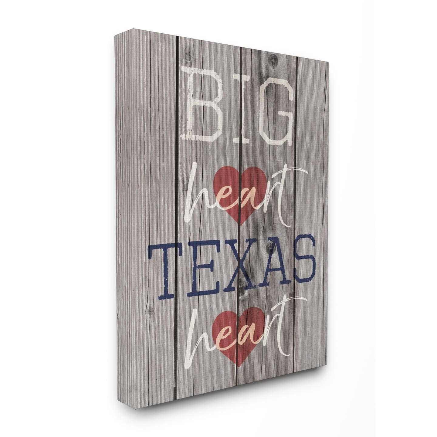 The Stupell Home Decor Collection Big Heart Texas Heart Stretched Canvas Wall Art, 16 x 1.5 x 20