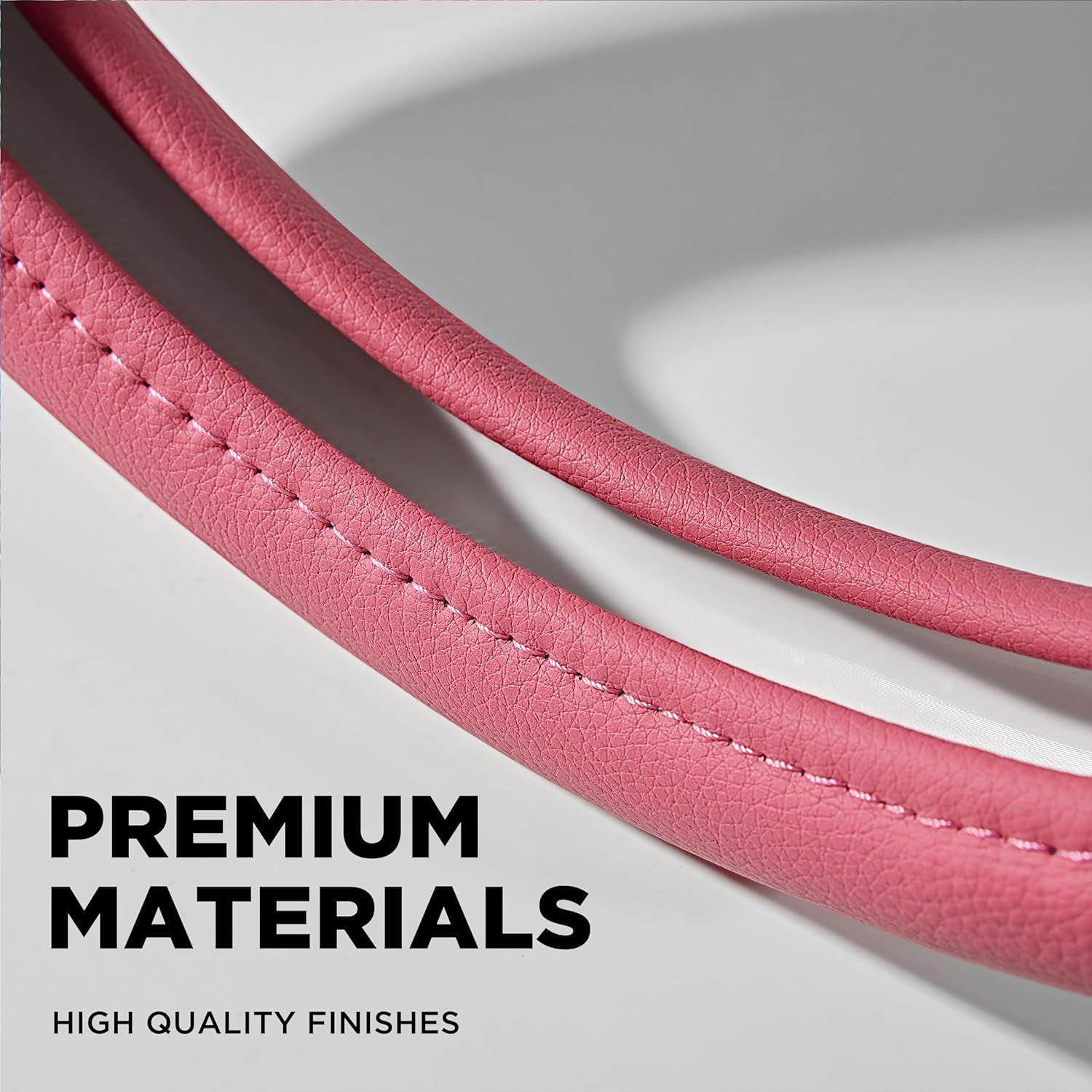 Steering Wheel Cover, Sparkly Crystal Bling Glitter with Hot Pink Leather, Universal Fit 14.5"-15.5" Car Steering Wheels for Girls & Women, Breathable Anti-Slip Steering Wheels Cover