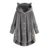 thumbnail image 5 of FNFYFH Womens Faux Fur Fleece Jacket with Cat Ear Hood Lightweight Button-Up Sherpa Jacket Plus Size Long Sleeve Fuzzy Fleece Jackets, 5 of 6