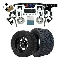 Hardcore Parts 4" Spindle Extension Lift Kit for Club Car DS (1982-2010) Golf Cart with 12" Black 'DARKSIDE' Wheels and 20"x10"-12" STINGER On-Road/Off-Road DOT rated All-Terrain tires