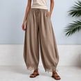 thumbnail image 2 of RUTAYY Women's Pants Knit Lace Capris Solid Color With Pockets Drawstring Elastic Waist Daily Wear Trendy Vacation Trousers, 2 of 6