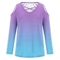 thumbnail image 4 of aidice Womens Tops Casual Round Neck Long Sleeve Fitting Shirts Comfy Cold Shoulder Fall Blouses Tops, 4 of 5