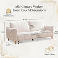 thumbnail image 3 of 87.2 inch Mid-Century Modern 3-Seater Linen Fabric Couch with Vertical Channel Tufting and 2 Pillows,Beige, 3 of 16