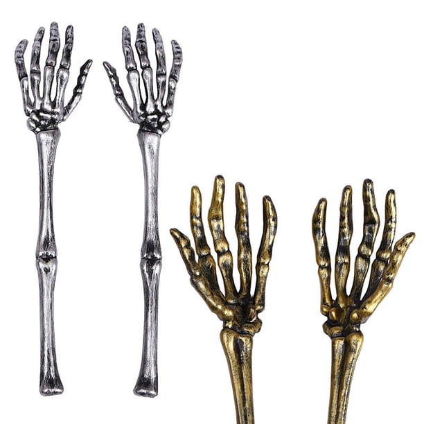 1 Par De Manos De Esqueleto De Plástico De 15 Cm – Decoración Realista De Halloween, Flexibles Y Ligeras, Ideales Para Fiestas De Terror Y Casas Encantadas