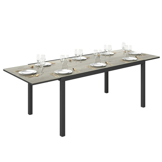 Outsunny 63"-94.5" Extendable Patio Dining Table for 6-8 Person, Grey