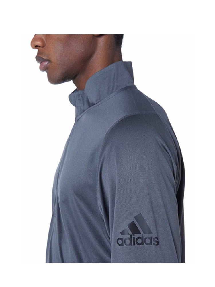 adidas Mens Size Large 1/4 Zip L/S Pullover Tee, Grey