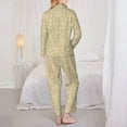 thumbnail image 5 of Kll Damask Beige Tan Brown Print Women'S Long Sleeve Pajamas With Pants Sleepwear Loungewear 2 Set-X-Large, 5 of 9