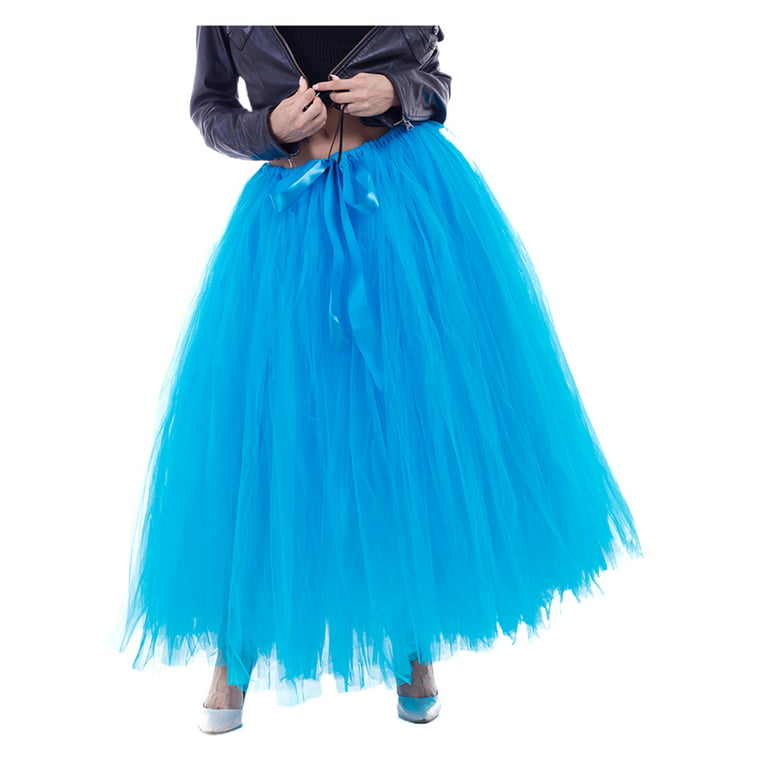DcoolMoogl Women Plus Size Long Maxi Tutu Tulle Skirt Ballet Prom Party  Wedding Layered Mesh A-Line Skirt
