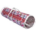 thumbnail image 1 of ProPik Christmas Gift Wrap Organizer Clear, Fits 24 Rolls of 40 Inch Long, Heavy Duty PVC Wrapping Paper Storage Bag with Handles and Zippered Top, Underbed Tote Clear Tube Container (White trimming), 1 of 4