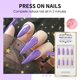 thumbnail image 3 of ibcccndc Press-on Kit de uñas postizas Color brillante Forma de gota de agua Herramientas de puntas ibcccndc Morado, 3 of 7