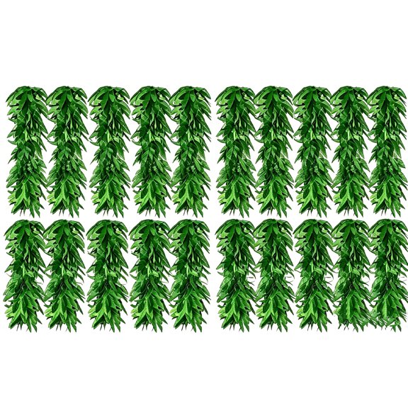 Tutuviw 10 Pcs Tropical Green Leis Fern Leaf Necklace,43 Inches Green Hawaiian Party Garland,Green Fake Hawaiian Leis Artificial Fern Garland for Summer Luau Beach Pool Party Favors Decorations