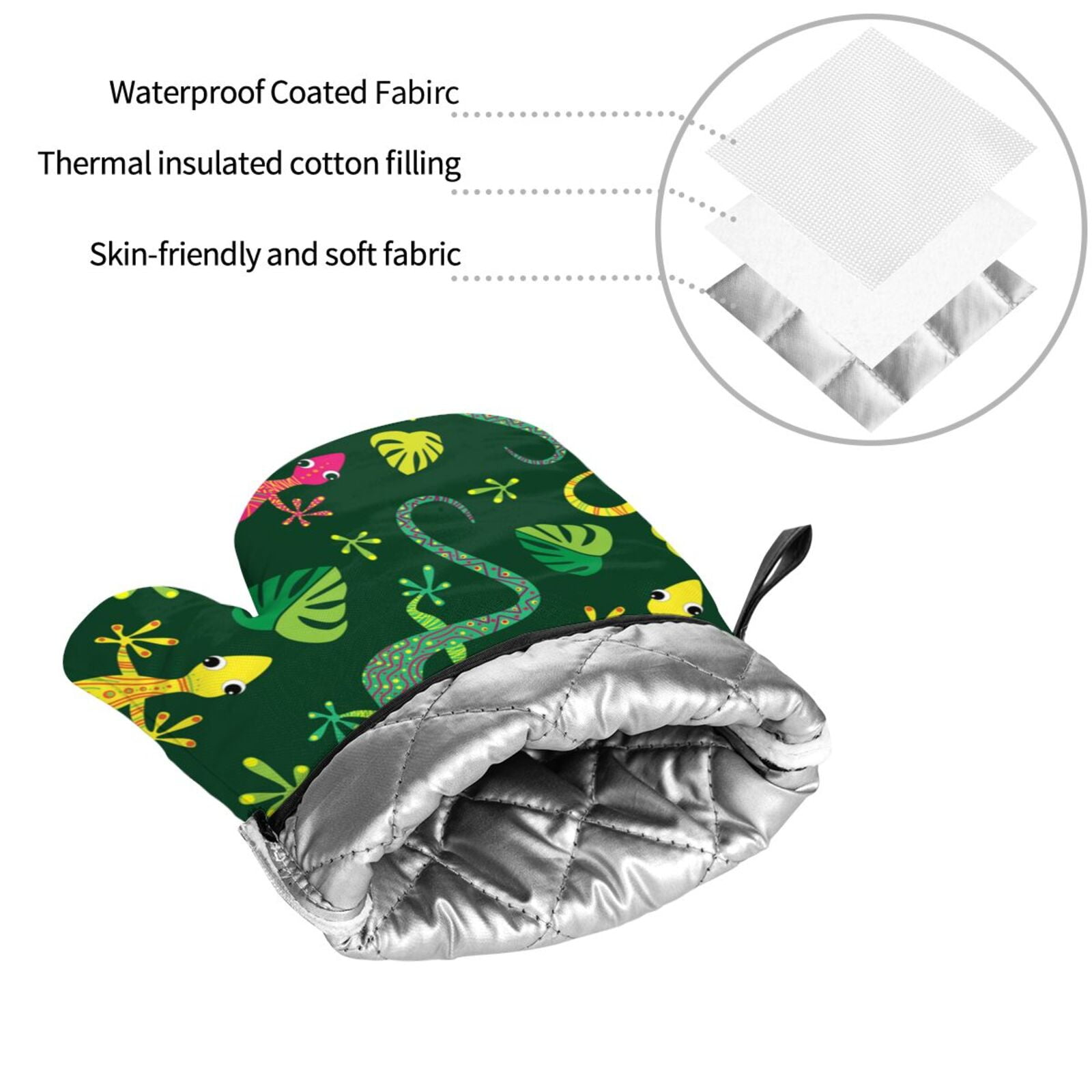 Colorful Lizard Gecko Native 4Pcs Oven Mitts and Pot Holders Sets Oven Kitchen Gloves Hot Pads for Cooking BBQ Baking Grilling