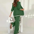 thumbnail image 5 of Pyhlmscde Lounge Sets for Women, Women's 2 Pieces Streetwear Pants Sets Suits Long Sleeve Shirt Collar Striped Outdoor Work Regular Fit, Two Piece Sets for Women Green XS, 5 of 8
