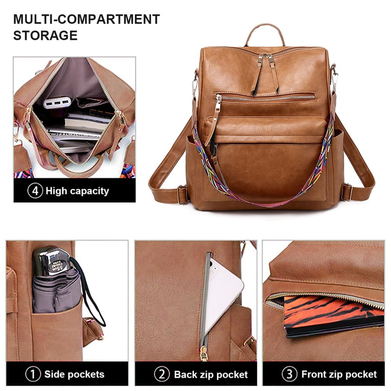 backpack purse for women fashion waterproof pu leather  display picture 2