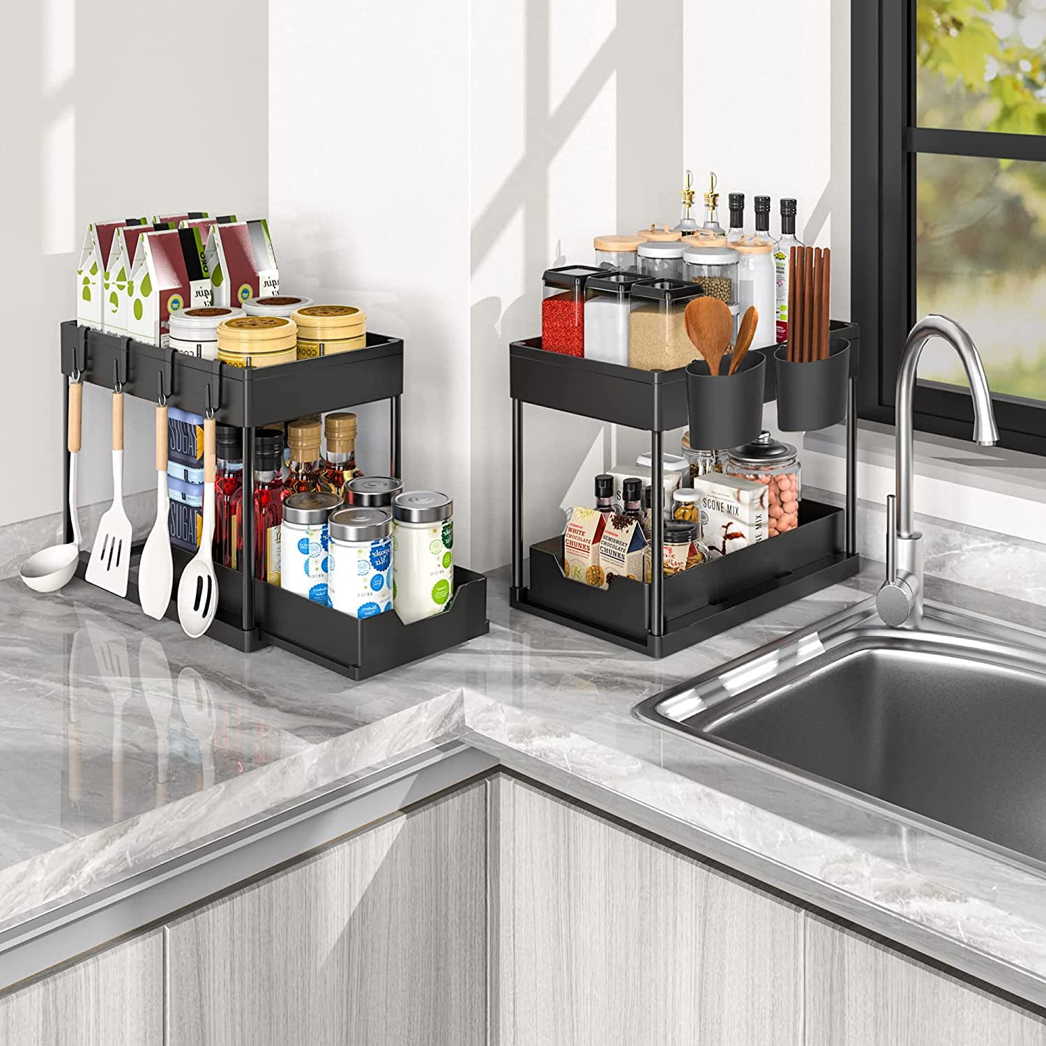 Under Sink Organizers And Storage 2 Pack, Pull-out Large Capacity