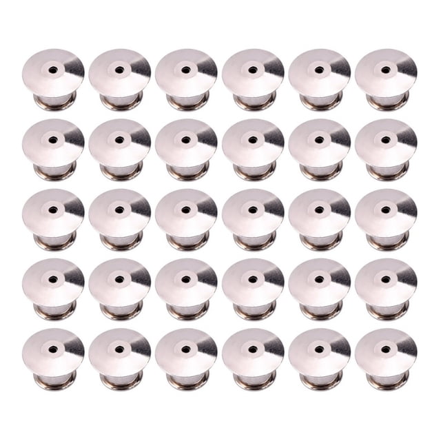 MasteelfCA 30PCS Durable Metal Flat Locking Pin Backs Brooch Badge Accessories (Silver)