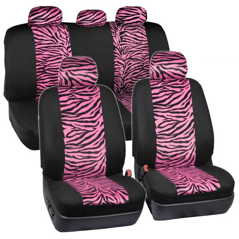 BDK Zebra Print Car Seat Covers Two Tone Zebra Accent on BDK Zebra Print Car Seat Covers Two Tone Zebra Accent on