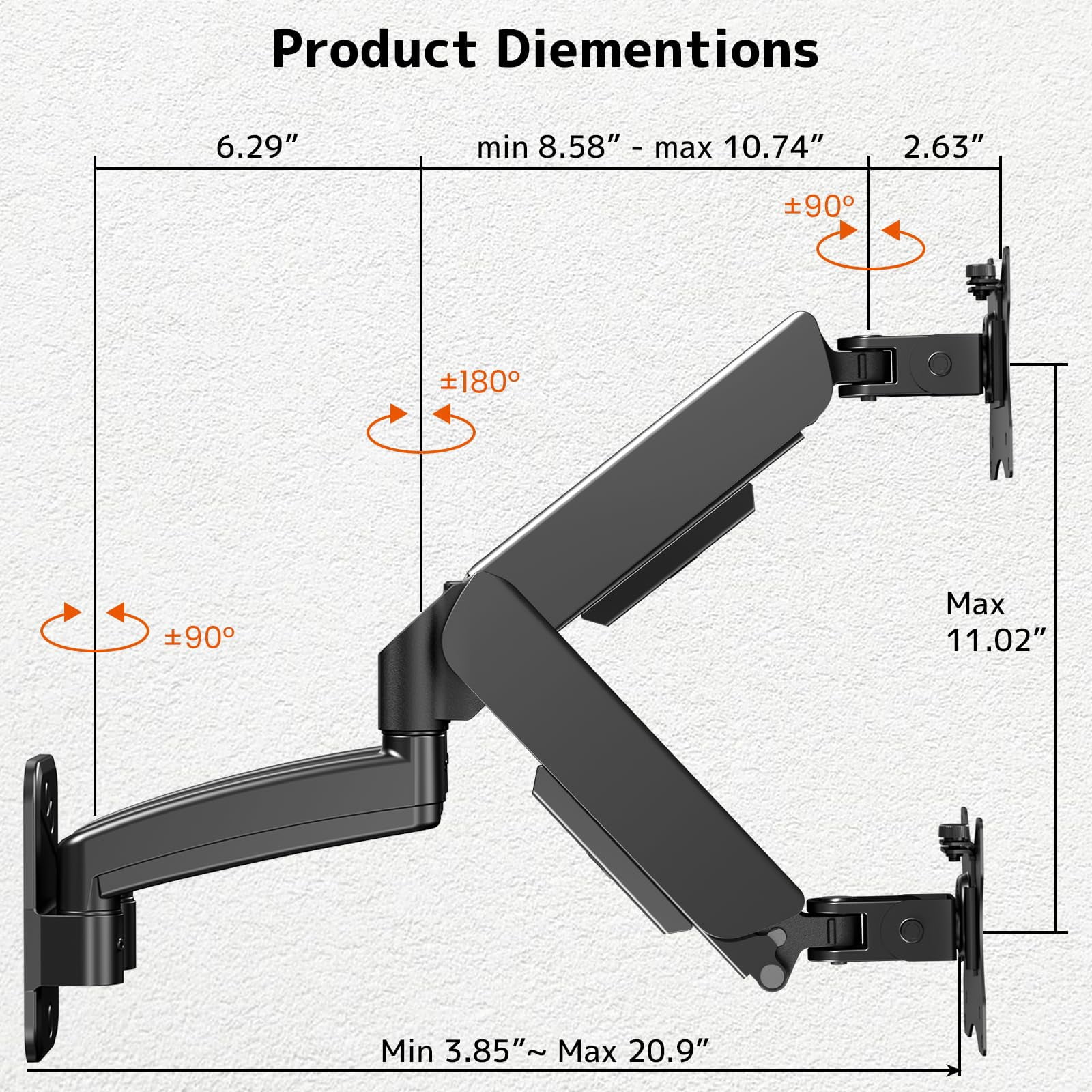 PUTORSEN Dual Monitor Wall Mount for 17-32 inch Flat/Curved Computer Screens, Each Holds Up to 19.8lbs