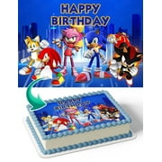 Sonic Retro Style Game Edible Image Cake Topper Personalized Birthday Sheet Decal Banner 1/4 Sheet