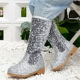 thumbnail image 2 of Mostsola Girls Boots Mid Calf Round Toe Glitter Toddler Western Riding Shoes Side Zipper Long Boots, 2 of 8