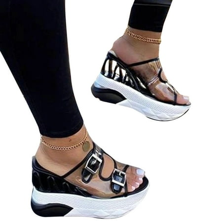 

Women s Thick Platform Heeled Shoes Max Cushioning Sandals For Vacation Daily Black 41