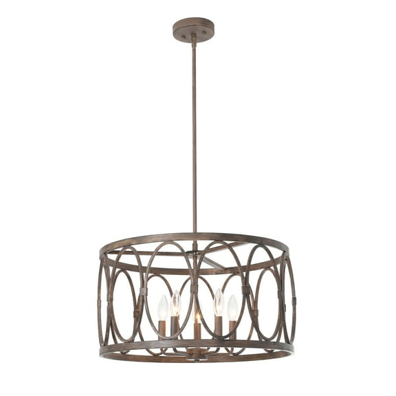 Chloe Lighting Navy 5-Light Metal Ceiling Pendant in Antique Wood