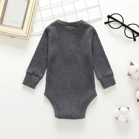 

TOWED22 Toddler Boy Outfits Toddler Girl Thanksgiving Outfits Long Sleeve Romper Letter Bodysuit One Piece Jumpsuit Leopard Onesie Grey