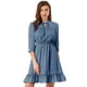 thumbnail image 1 of Vestido Corto de Gasa Allegra K San Patricio con volantes y Manga 3/4 Gris azulado M, 1 of 5