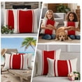 thumbnail image 5 of Red Vintage Outdoor Waterproof Pillow Covers, Geometric Stripes Simple Lines Decorative Rectangle Throw Pillowcase Sofa Cushion Sham for Patio/Couch/Chair, 20"x12" 2 Pack, 5 of 8