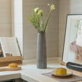 thumbnail image 2 of Decorative Modern Round Table Centerpiece Flower Vase with Gray Striped Design, 2 of 8