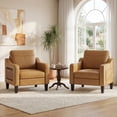 thumbnail image 6 of AFO Faux Leather Accent Chair with Folding Side Table and Storage Pockets, Modern Reading Armchair for Living Room and Office, Set of 1, Brown, 6 of 10
