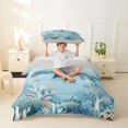 thumbnail image 2 of spefrowx Watercolor Sea Turtle Twin Duvet Cover for Kids Boys Girls, Blue Coral Wildlife Twin Bedding, Gray Reversible, 2-Piece, 1 Duvet Cover and 1 Pillowcase, 2 of 6