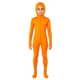 thumbnail image 2 of Rggeeun Child Orange Full Body Jumpsuit Zip Up Closure Open Face Hood Slim Fit Stretch for Halloween Workout Stylish One-Pieces,Orange,7-8 Years, 2 of 6