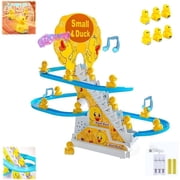 Duck Roller Coaster,Funny Duck Climbing Stairs Toy,Escalator Roller Coaster Toy,Automatic Track Slide Toy,Coaster Track Toy with Music&Light,Intoor Duck Slide Toy for Kids(9 Ducks(Rechargeable))